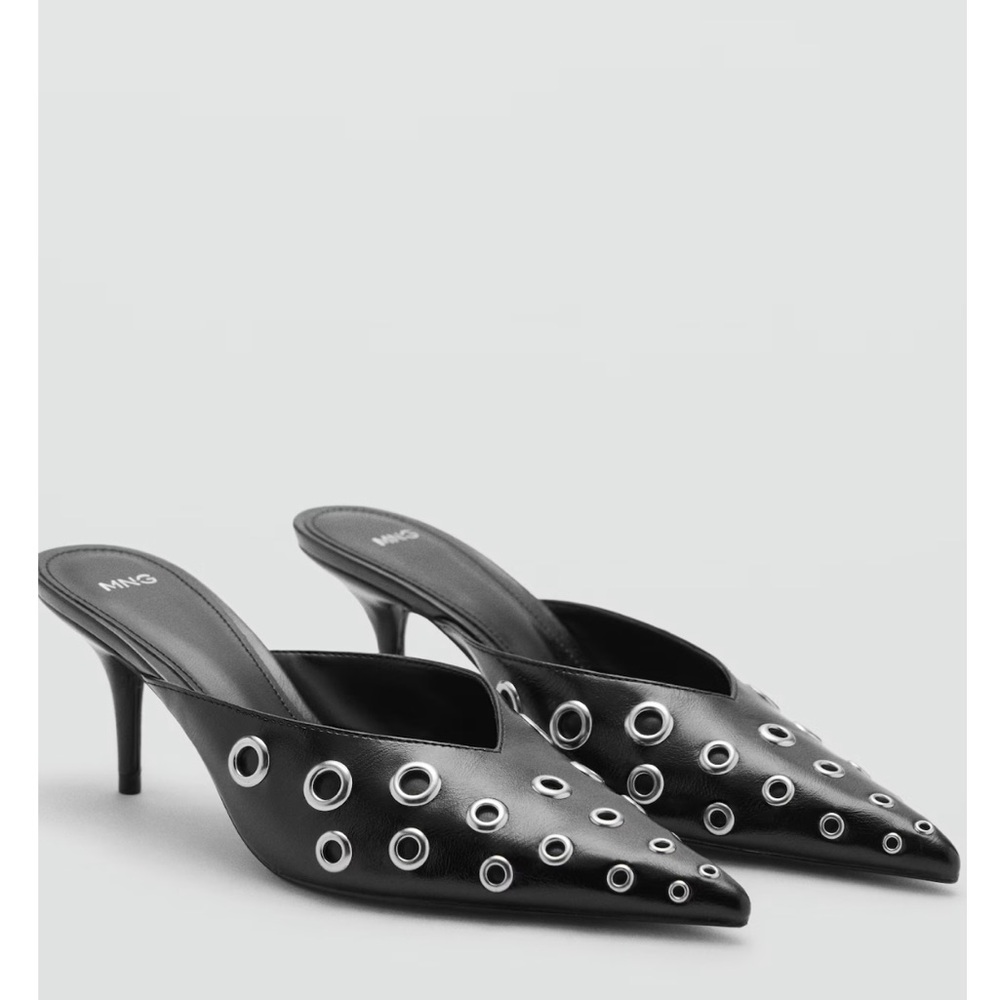MANGO studded grommet kitten heel - Picture 2 of 4